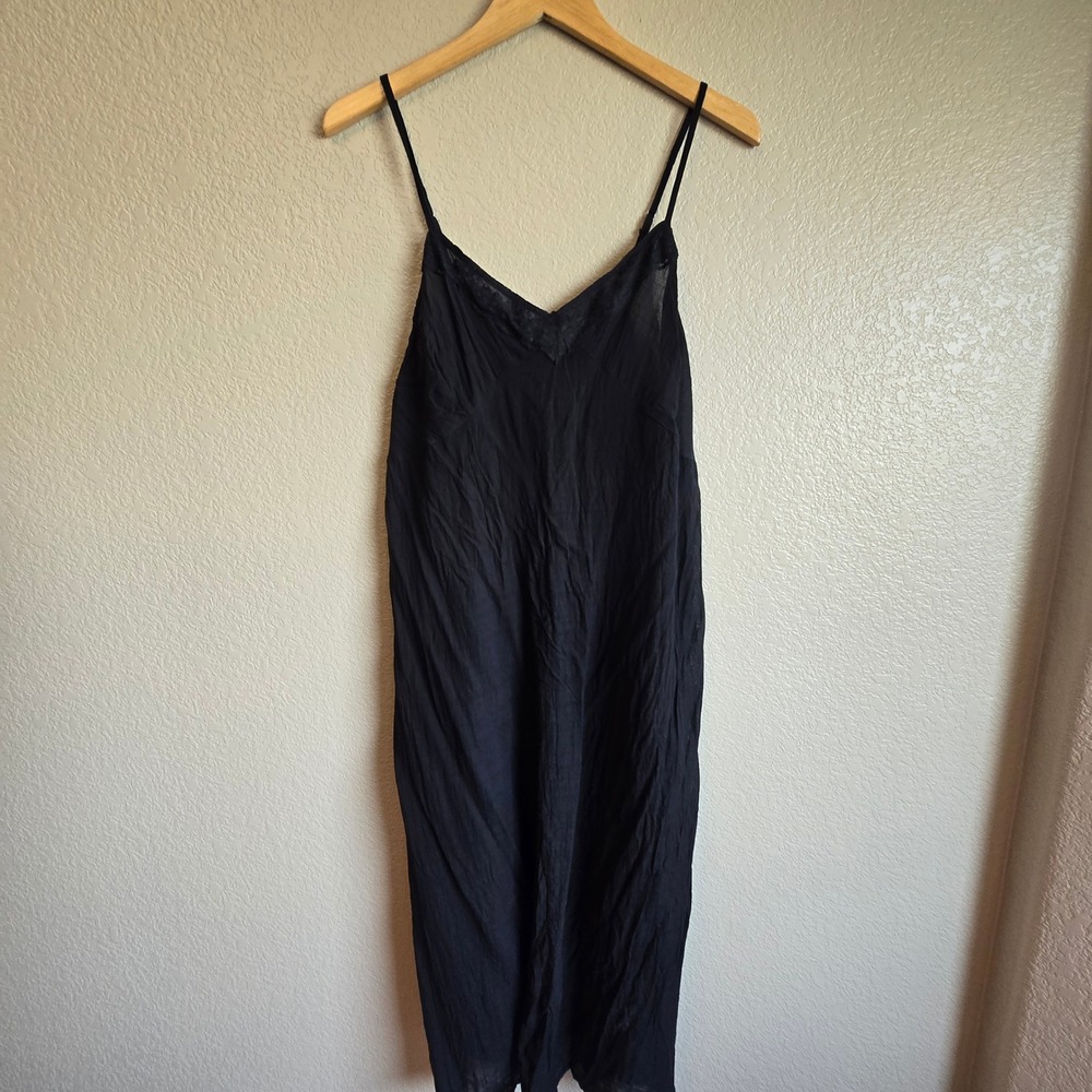 HolyClothing Black Lace Trim Midi Slip Dress Rayon Boho Plus Size 2X Adjustable